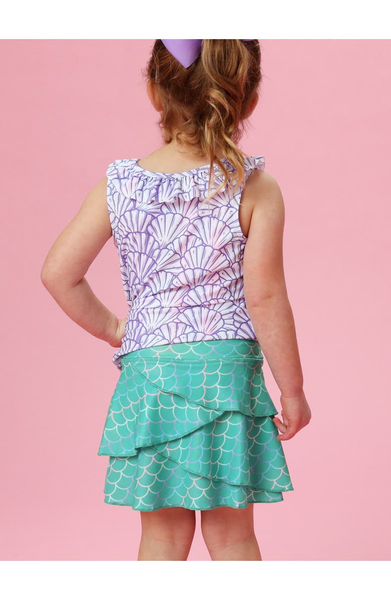 RuffleButts Active Princess Tiered Skort, Alternate, color, Marine Green Scales