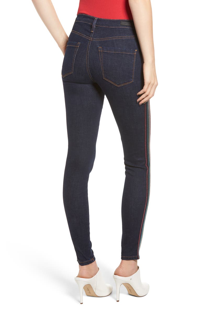 BLANKNYC The Bond Metallic Side Stripe Skinny Jeans, Alternate, color,