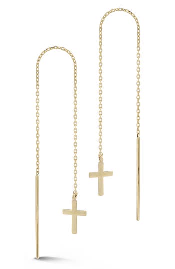 Ember Fine Jewelry Cross Threader Earrings In Gold