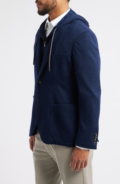 Jack Victor Wolsey Wool Sport Coat With Removable Zip Hoodie Bib In Blue