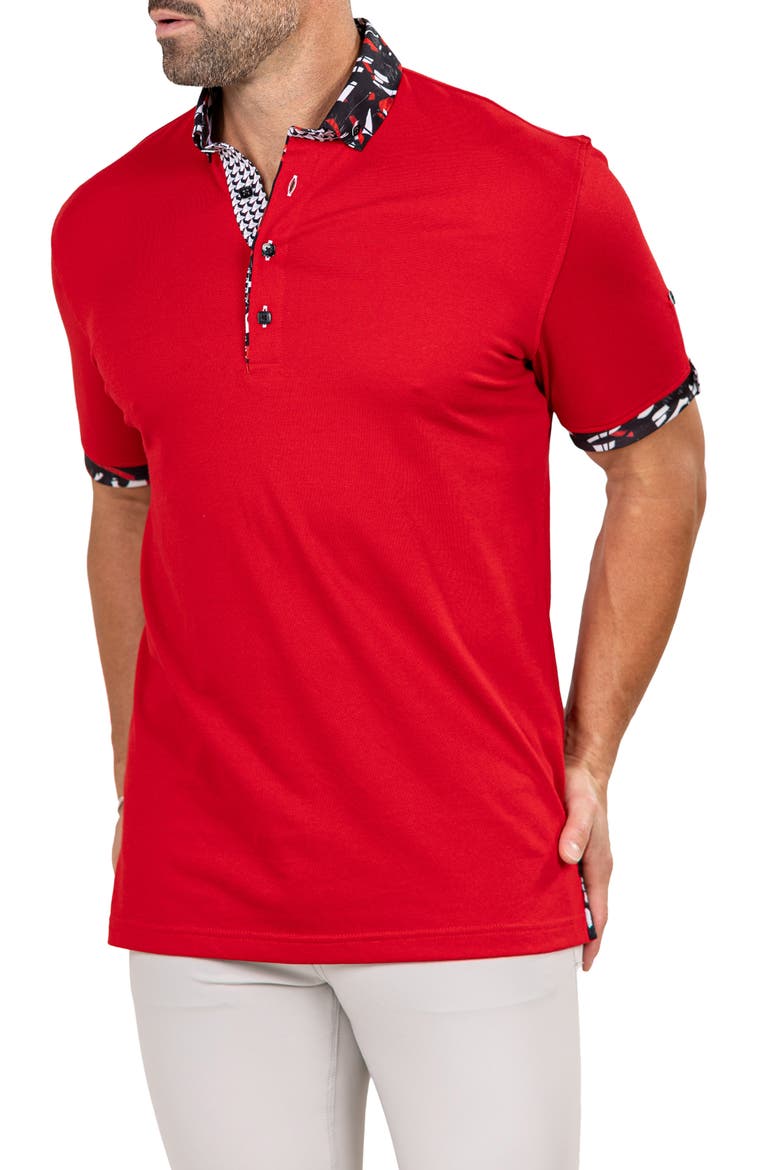Newton Marthyr0027 Red Button-Down Piqué Polo, Alternate, color, RED