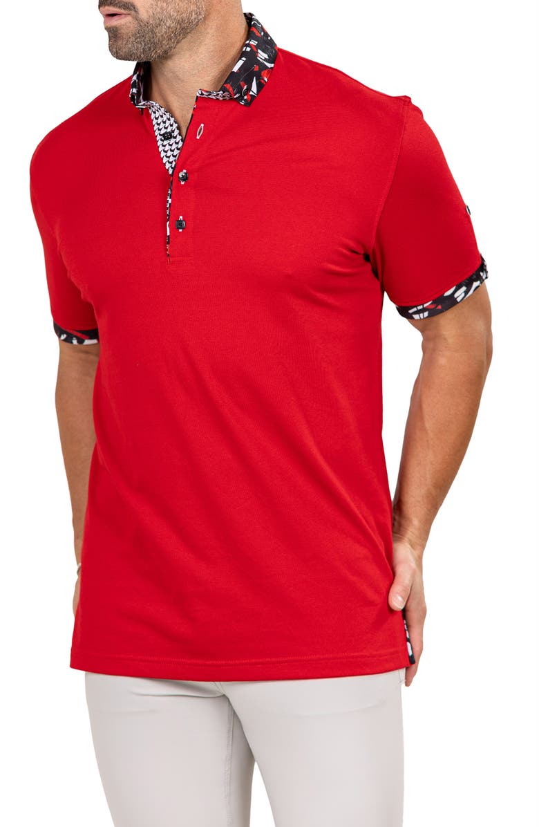 Maceoo Newton Marthyr0027 Red Button-Down Piqué Polo, Alternate, color, Red
