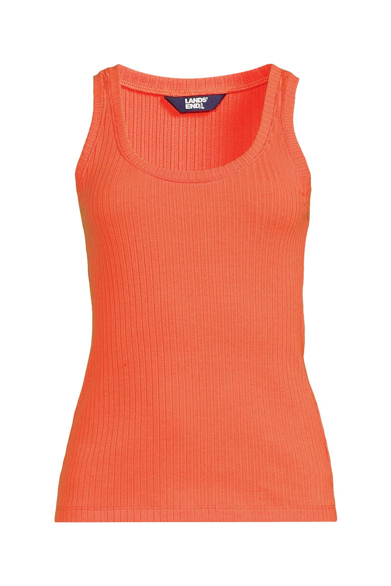 Plus Size Pointelle Rib Uneck Tank, Alternate, color, Papaya Orange
