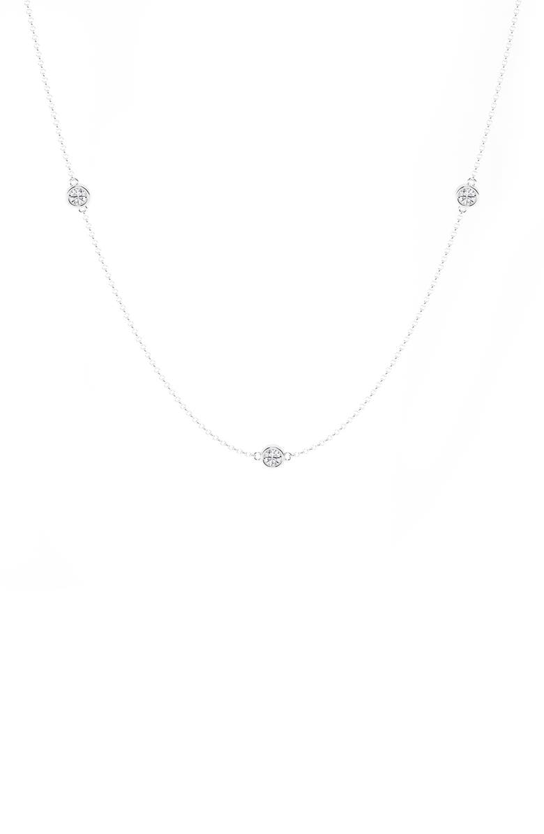 Badgley Mischka Collection 14K Gold Round Cut Lab-Created Diamond Station Chain Necklace - 1.4ct, Main, color, 