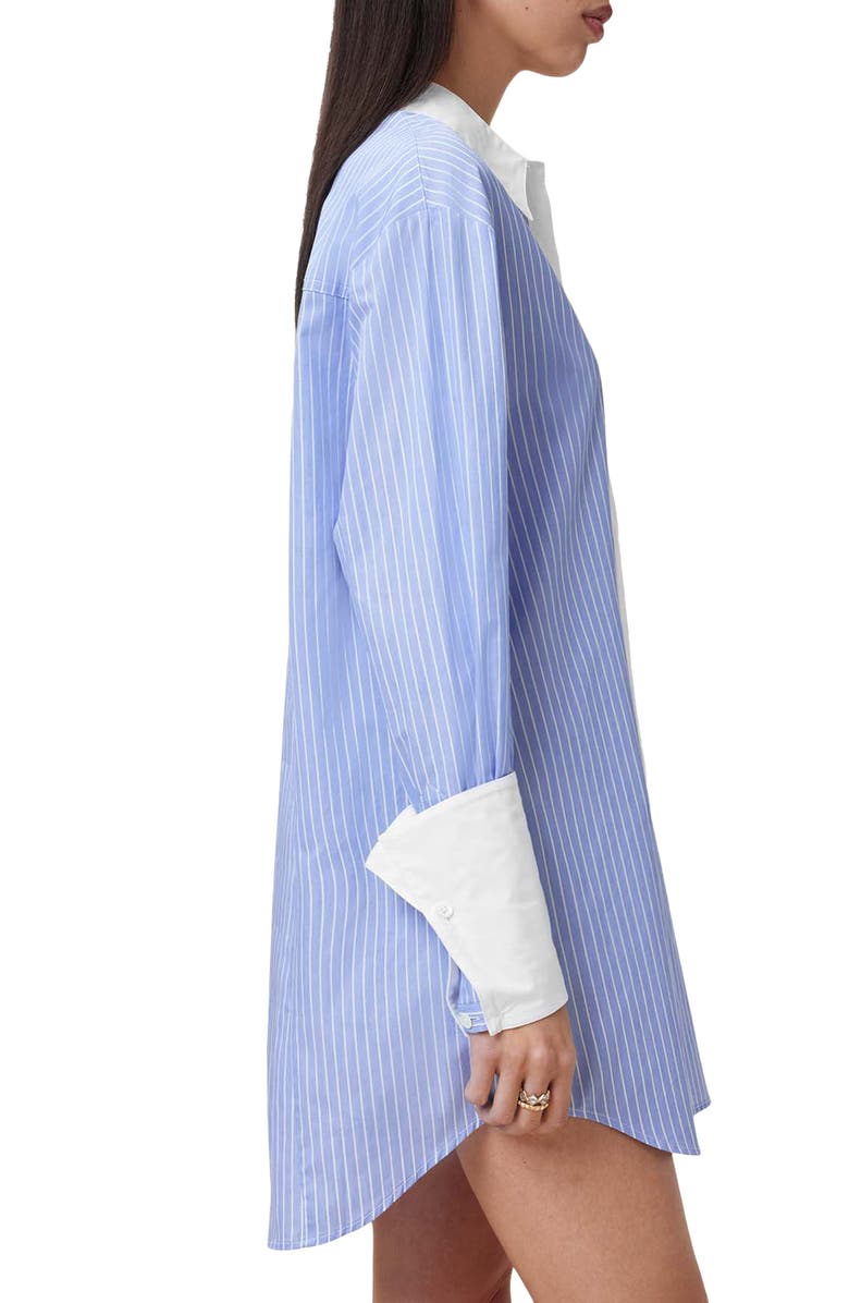 AllSaints Alber Stripe Long Sleeve Shirtdress, Alternate, color, Blue/ White
