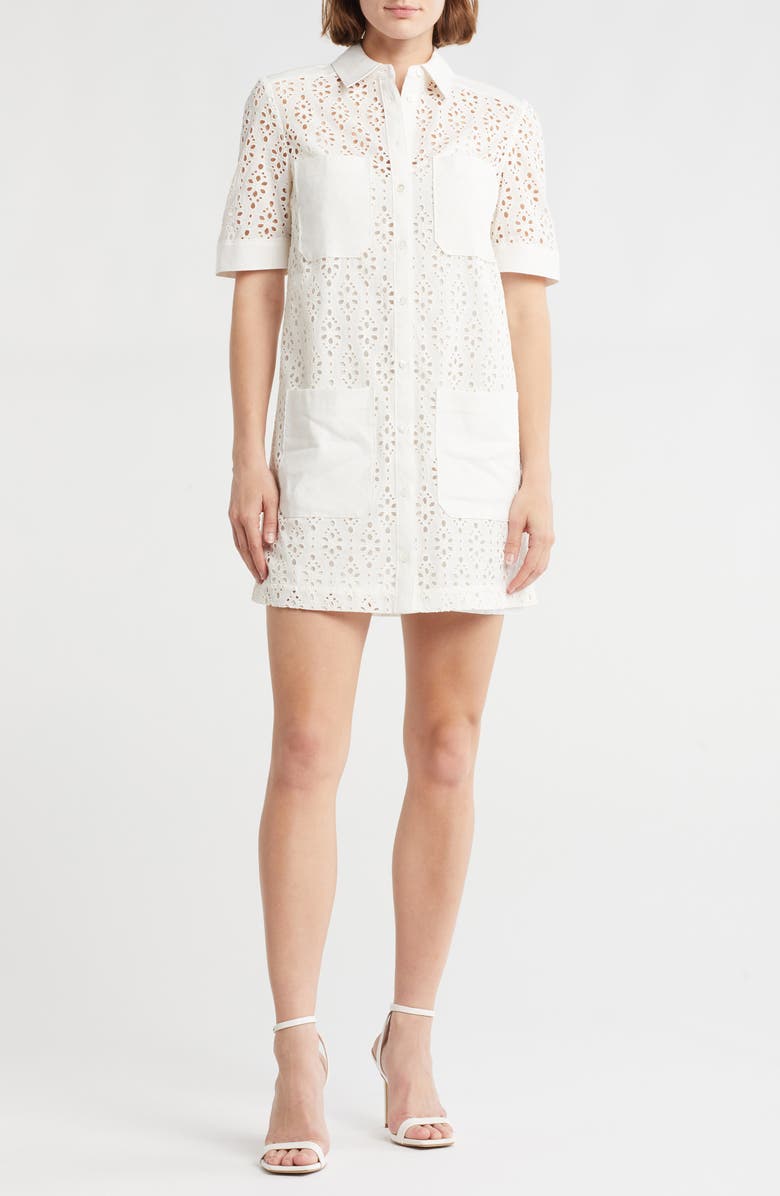 Veronica Beard Rafaela Cotton Shirtdress, Main, color, White