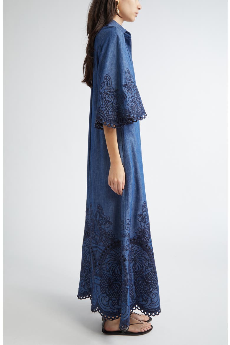zimmermann coco embroidered denim dress Coco embroidered denim maxi dress in blue - Zimmermann