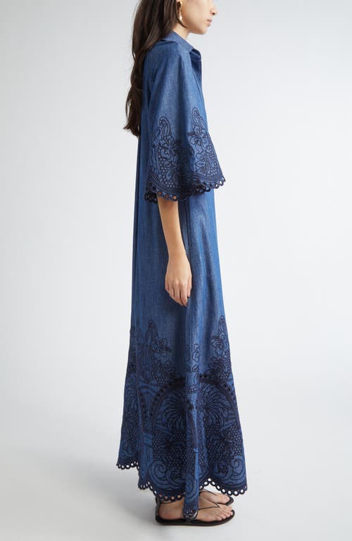 Zimmermann Coco Embroidered Denim Long Dress