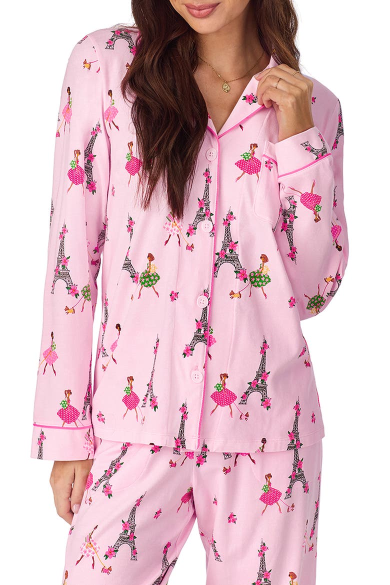 Print Stretch Jersey Pajamas, Alternate, color, TRES CHIC
