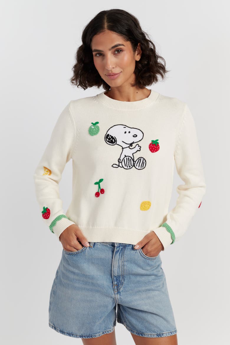 Fruity Snoopy Sweater, Main, color, Cream