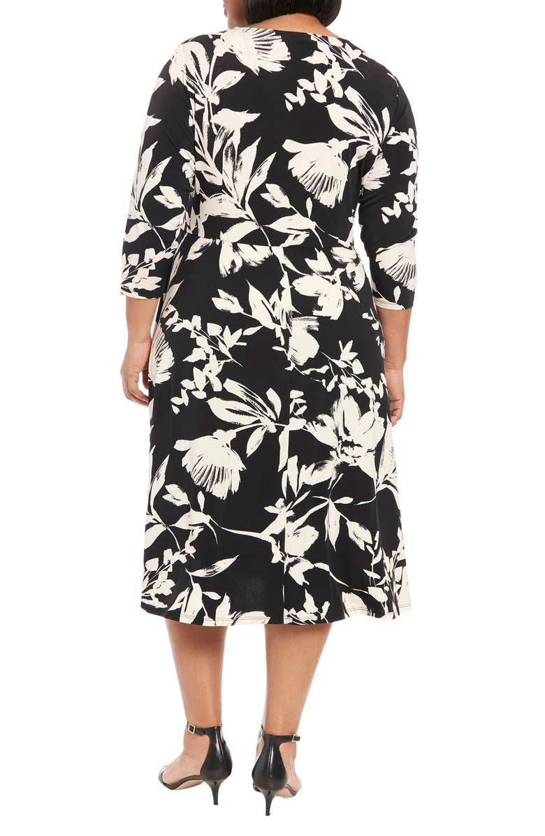 London Times Floral Tie Waist Midi Dress, Alternate, color, 