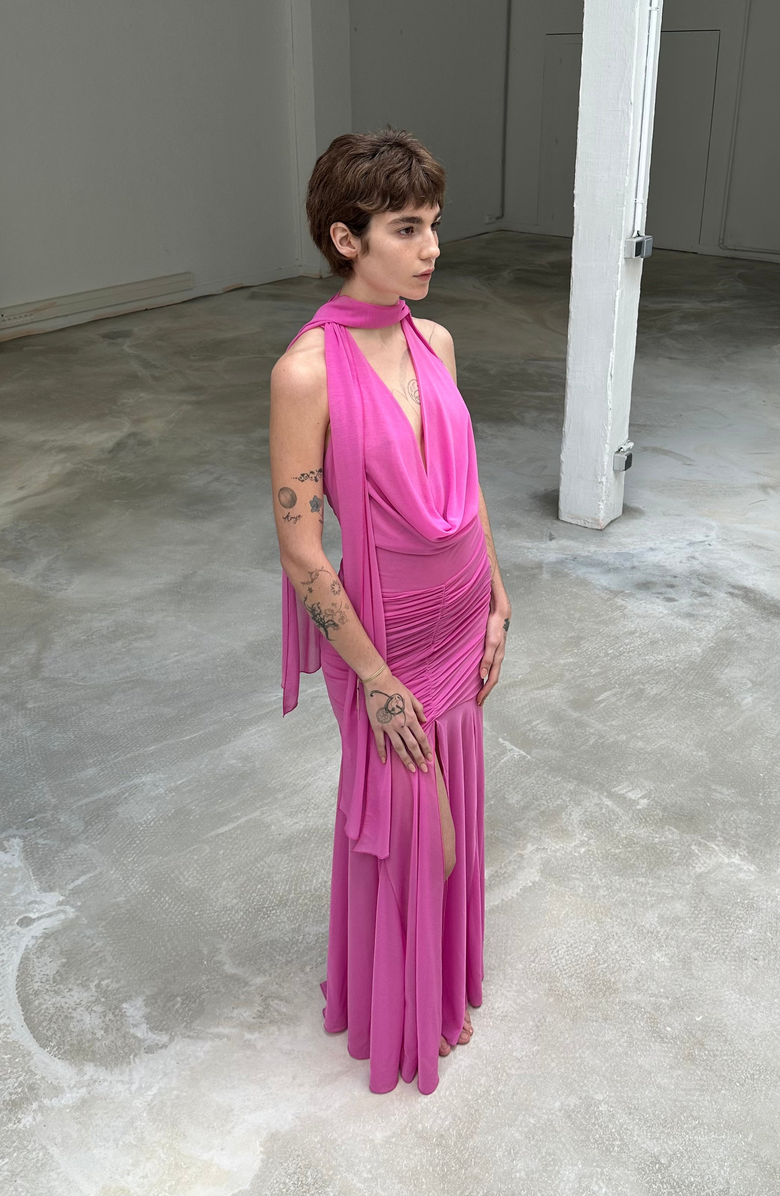 SAEMDI Dali Halterneck Dress, Alternate, color, Pink