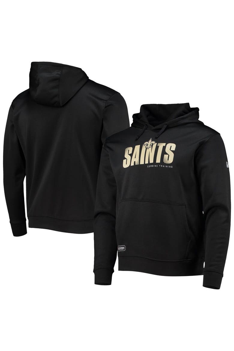 Men's New Era Black New Orleans Saints Combine Authentic Hard Hash Pullover Hoodie, Alternate, color, Black