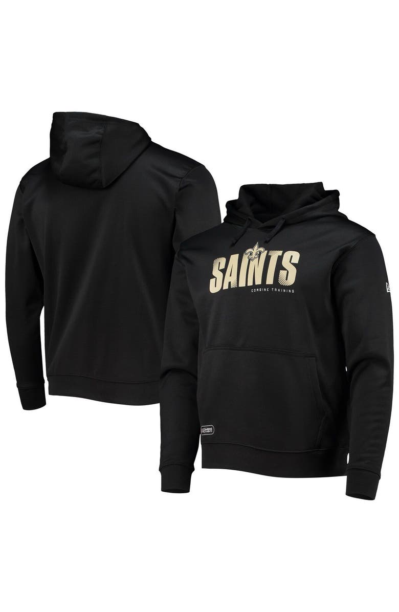 New Era Men's New Era Black New Orleans Saints Combine Authentic Hard Hash Pullover Hoodie, Alternate, color, 