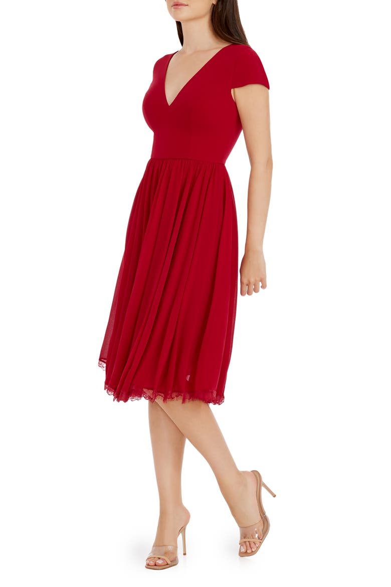 Corey Chiffon Fit & Flare Cocktail Dress, Alternate, color, GARNET