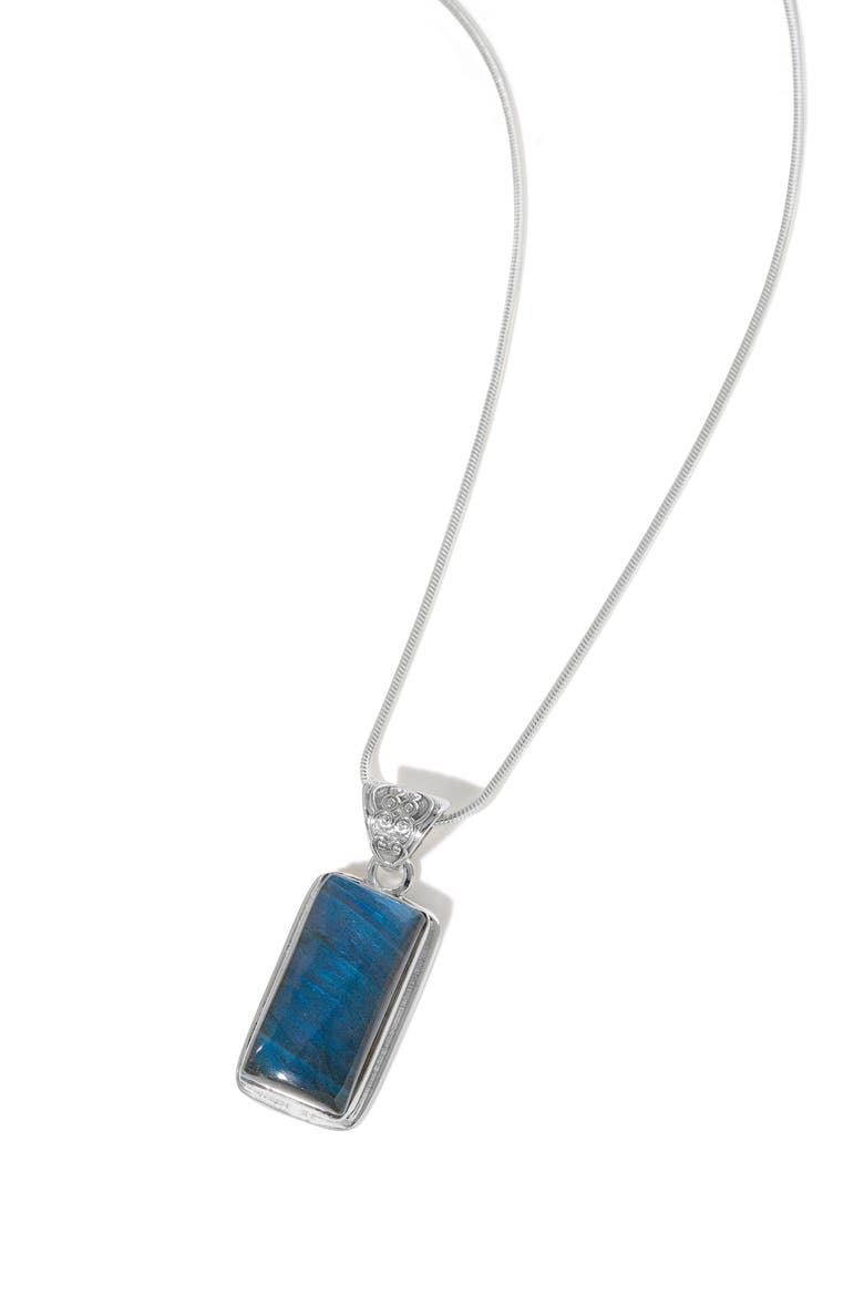 Semiprecious Stone Pendant Necklace, Alternate, color, BLUE