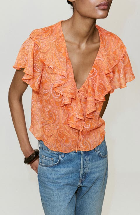 Ruffled Printed Top
