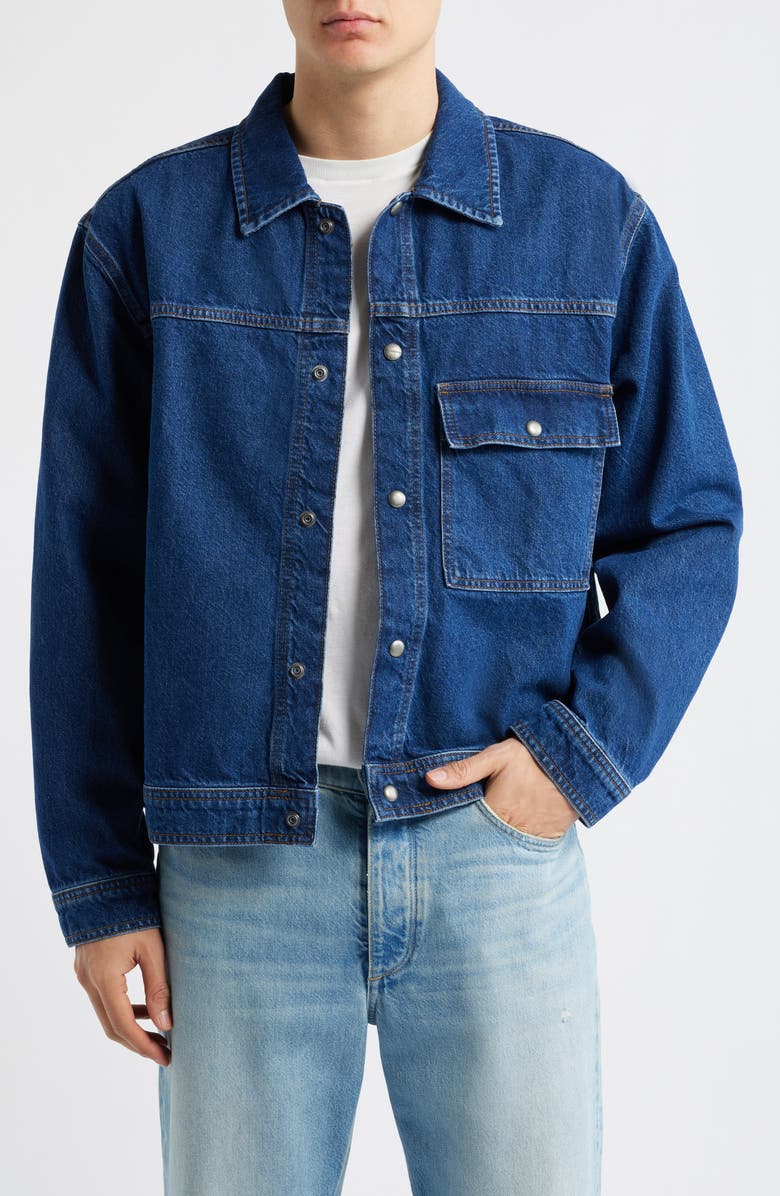 AllSaints Cast Denim Jacket, Main, color, Dark Indigo