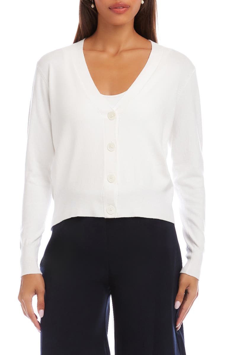 Karen Kane V-Neck Cardigan, Main, color, White