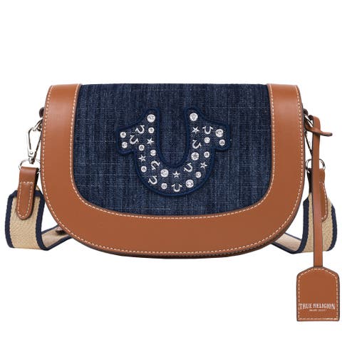 Studded Logo Denim Flap Bag