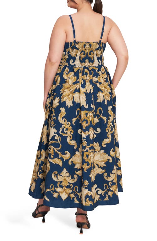 Flying Tomato Baroque Tiered Maxi Dress In Blue