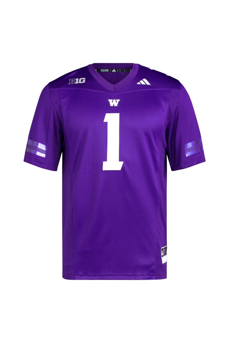 Men's adidas #1 Purple Washington Huskies Premier Football Jersey, Alternate, color, Purple