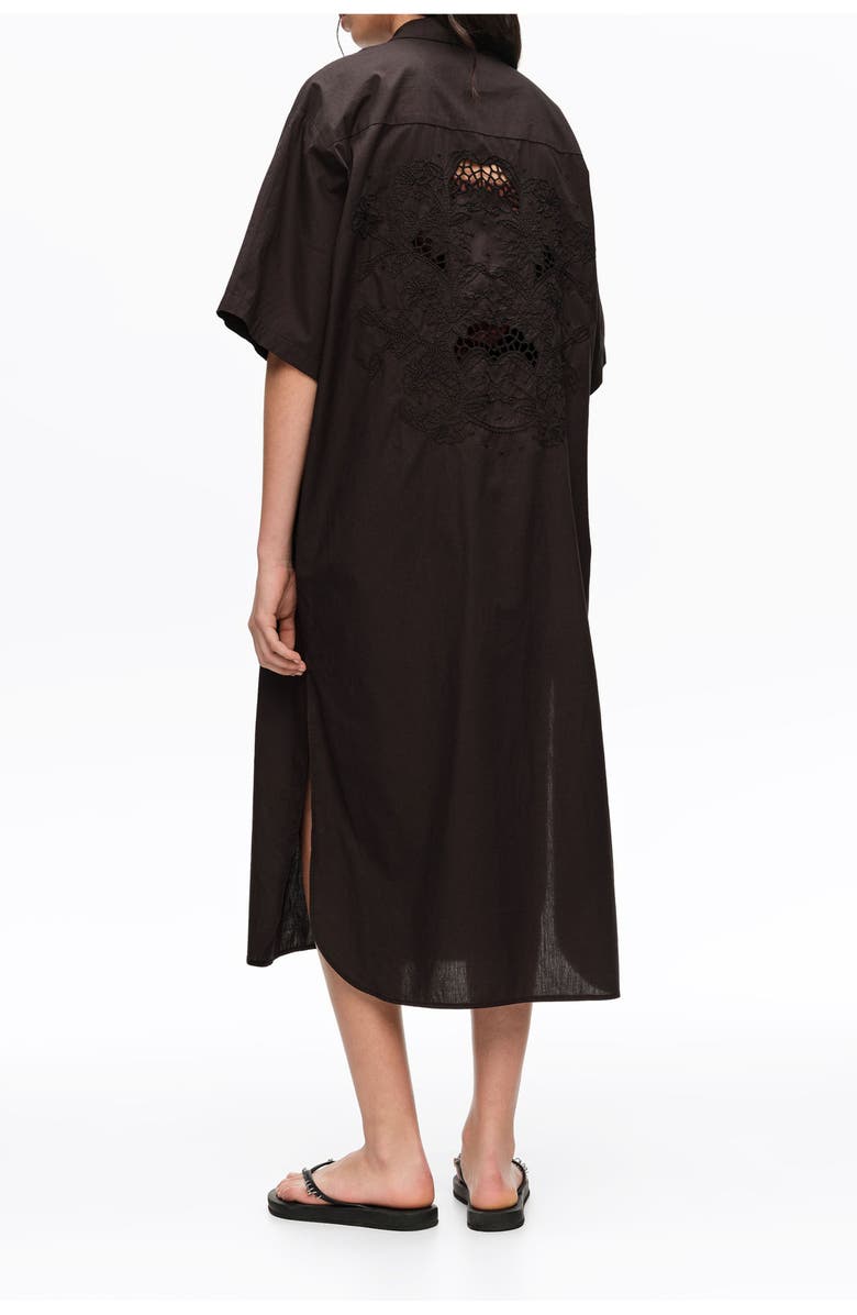 Bimba y Lola Cotton Embroidered Shirt Dress, Alternate, color, Black