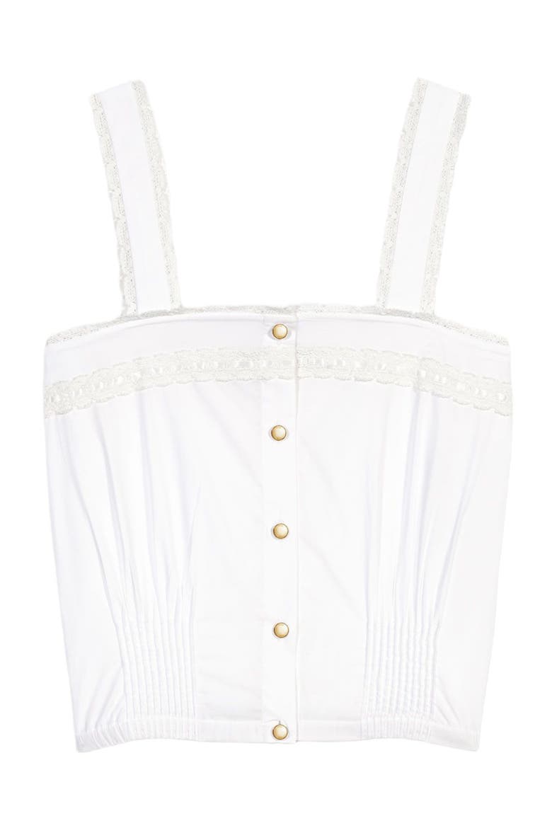 Crop top with lace trim, Alternate, color, White
