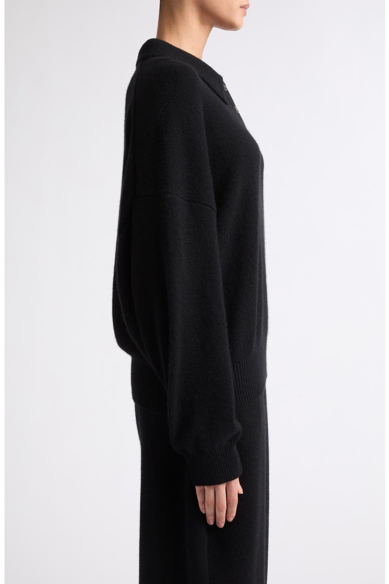 Etta Cashmere Polo Sweater, Alternate, color, BLACK