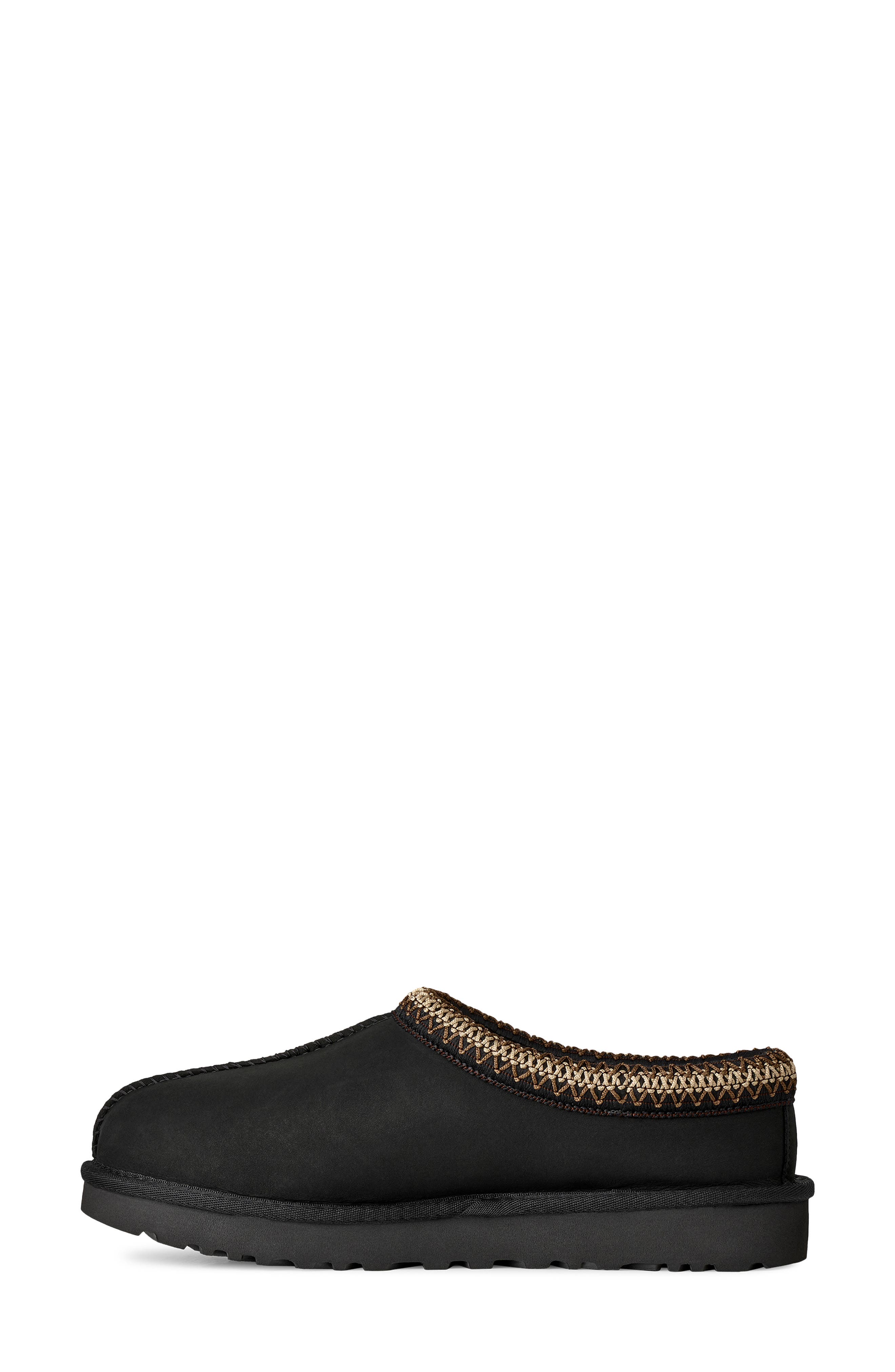 Tasman Nubuck Leather Slipper, Alternate, color, BLACK