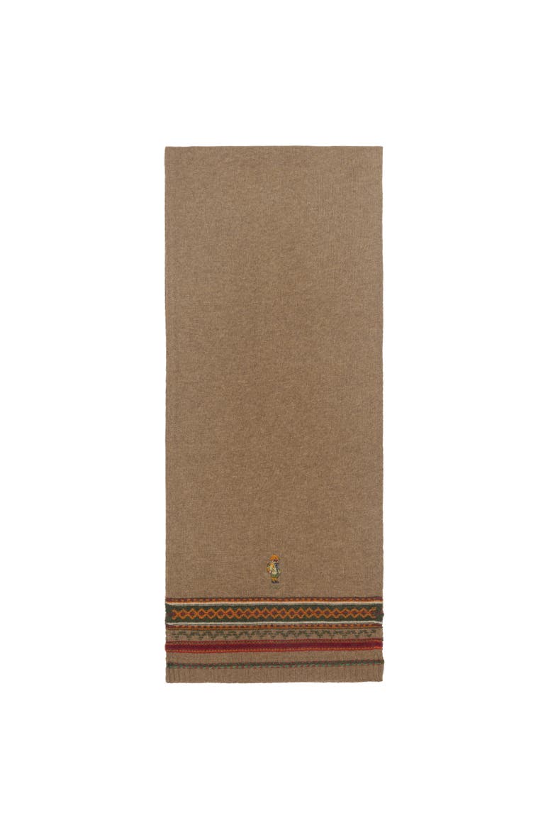Red Rocks Bear Fairisle Scarf, Alternate, color, Camel Multi