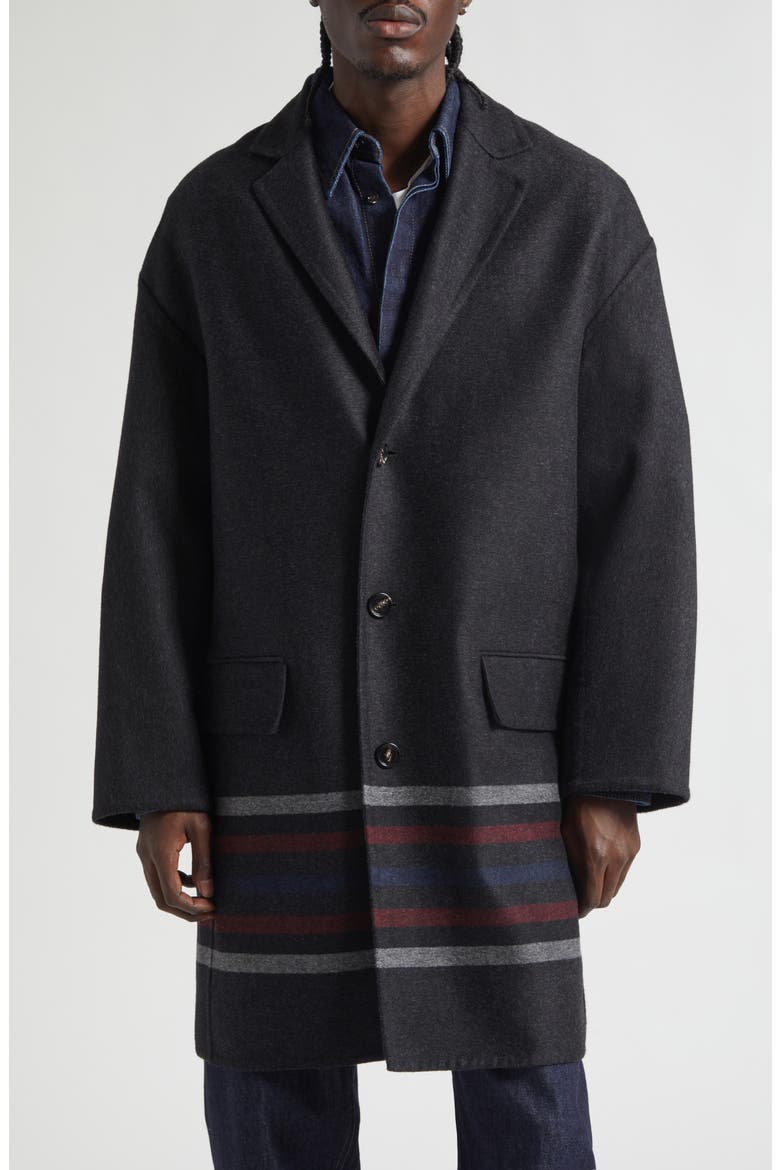 Double Face Wool & Cashmere Coat, Main, color, 1319 DARK GREY/ BLACK/ LAVA