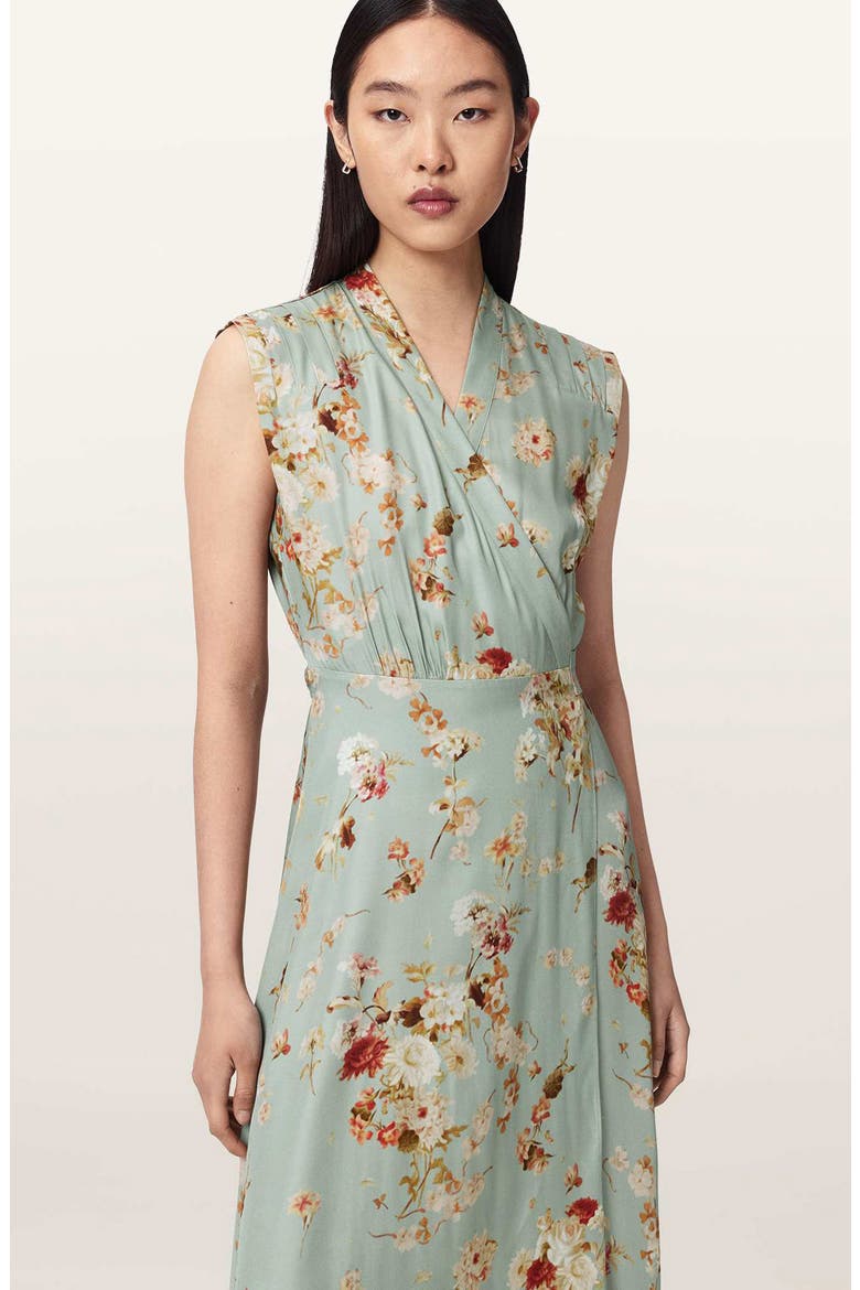 all saints silk wrap dress ALLSAINTS 100% Silk Dress wrap style cowl neck UK 8/US 4 Boho Edgy 90s zipper
