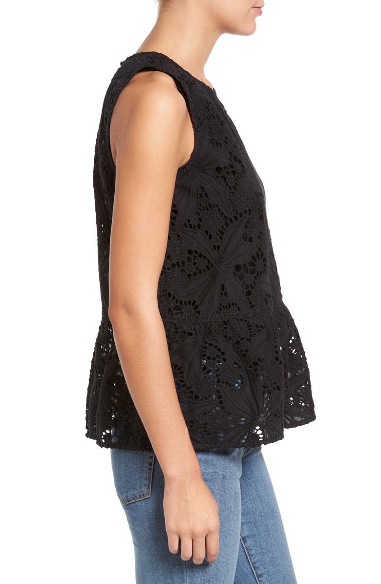 Halogen<sup>®</sup> Cotton Lace Ruffle Hem Tank, Alternate, color,