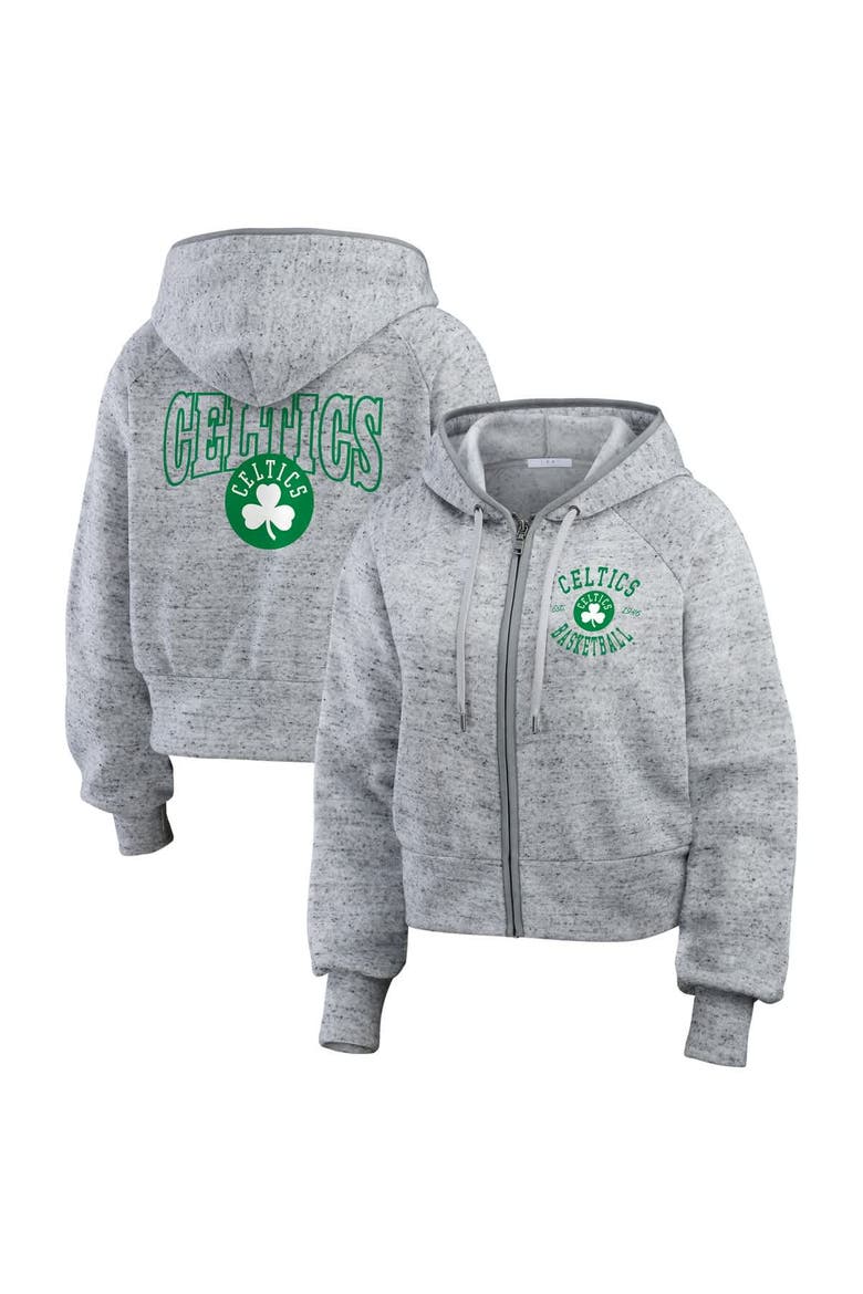 Women's WEAR by Erin Andrews Heather Gray Boston Celtics Speckled Radiator Full-Zip Hoodie, Alternate, color, Heather Gray