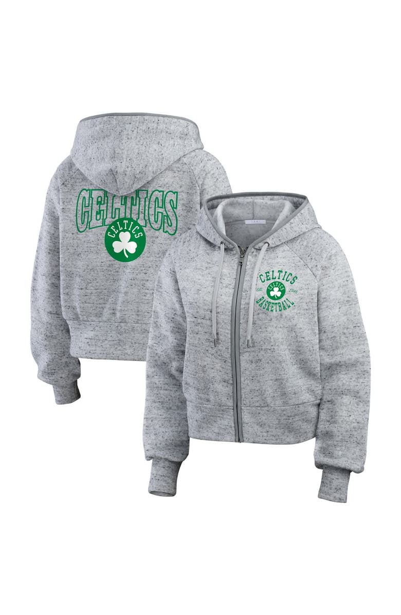 WEAR by Erin Andrews Women's WEAR by Erin Andrews Heather Gray Boston Celtics Speckled Radiator Full-Zip Hoodie, Alternate, color, Heather Gray