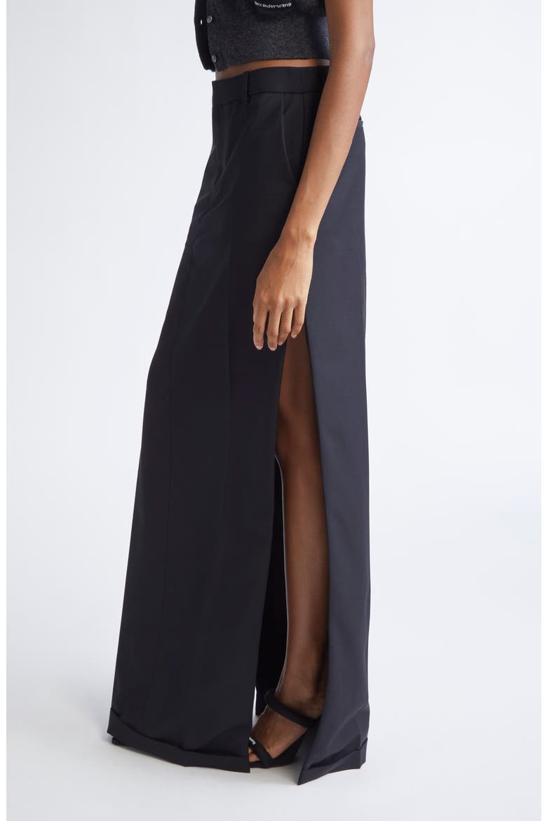 Wool & Mohair Tailored Maxi Skirt, Alternate, color, BLACK