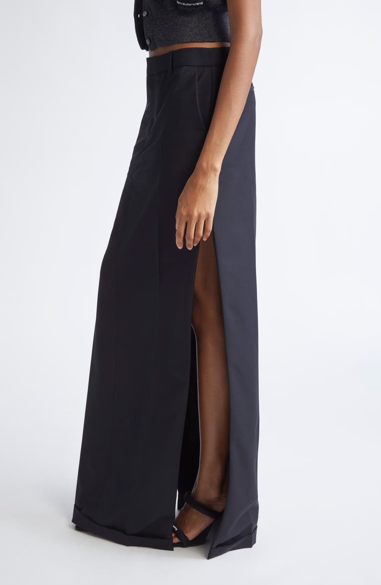 Alexander Wang Wool & Mohair Tailored Maxi Skirt, Alternate, color, Black