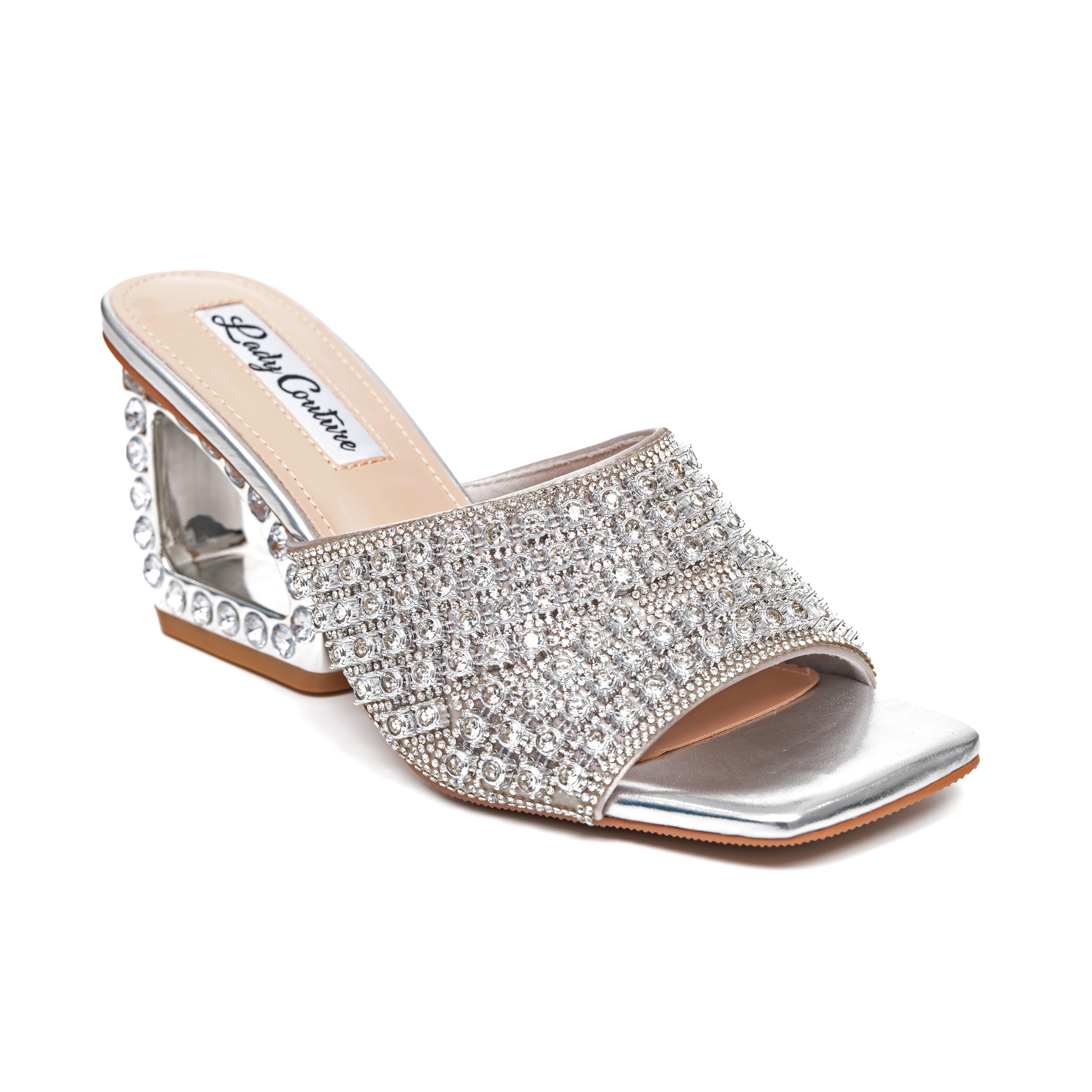Rhinestone Jewel Heel Slide, Alternate, color, Silver