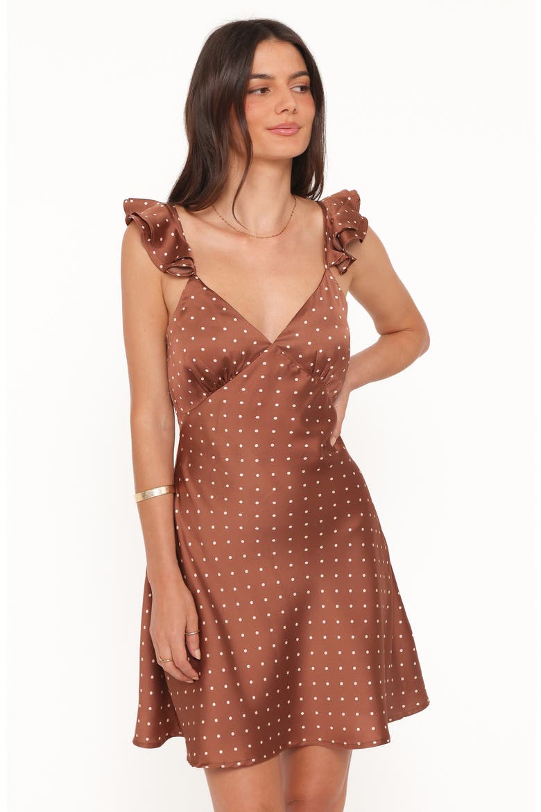 Cassinda Polka Dot Minidress, Alternate, color, BROWN POLKA DOT