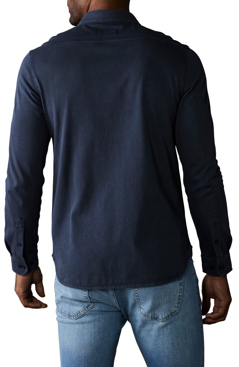 The Normal Brand Lennox Cotton Jersey Button-Up Shirt, Alternate, color, Navy