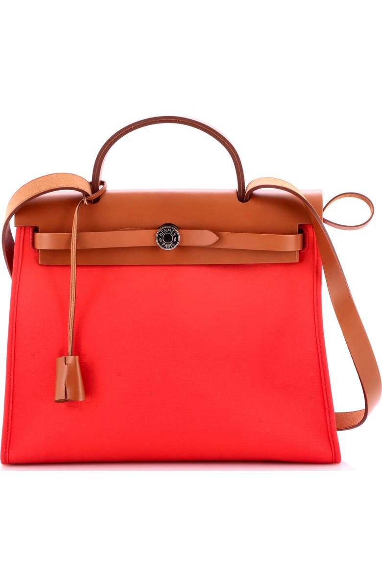 Pre-Owned Hermes Herbag Zip Leather and Toile 31, Main, color, Bougainvillier