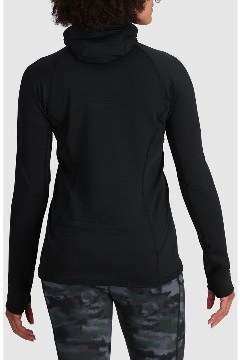 Vigor Grid Fleece Quarter Zip Hoodie, Alternate, color, BLACK