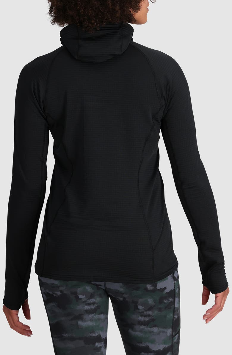 Outdoor Research Vigor Grid Fleece Quarter Zip Hoodie, Alternate, color, Black