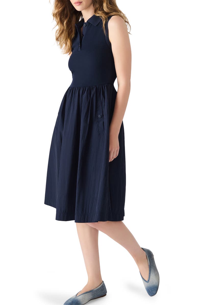 Steve Madden Auden Mixed Media Sleeveless Dress, Alternate, color, Midnight