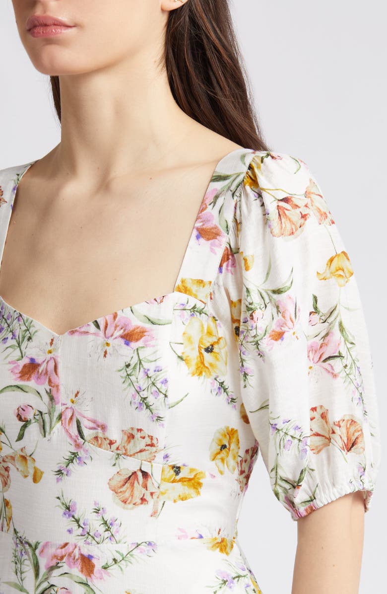 Chelsea28 Floral Tiered Puff Sleeve Maxi Dress, Alternate, color, White Floral