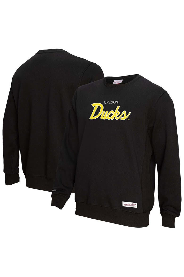 Men's Mitchell & Ness  Black Oregon Ducks Elite Script Pullover Sweatshirt, Main, color, Black