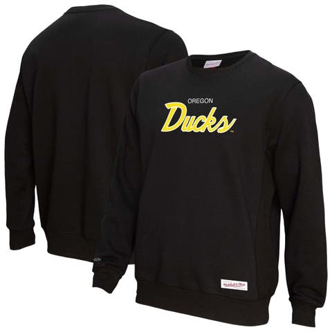 Men's Mitchell & Ness  Black Oregon Ducks Elite Script Pullover Sweatshirt