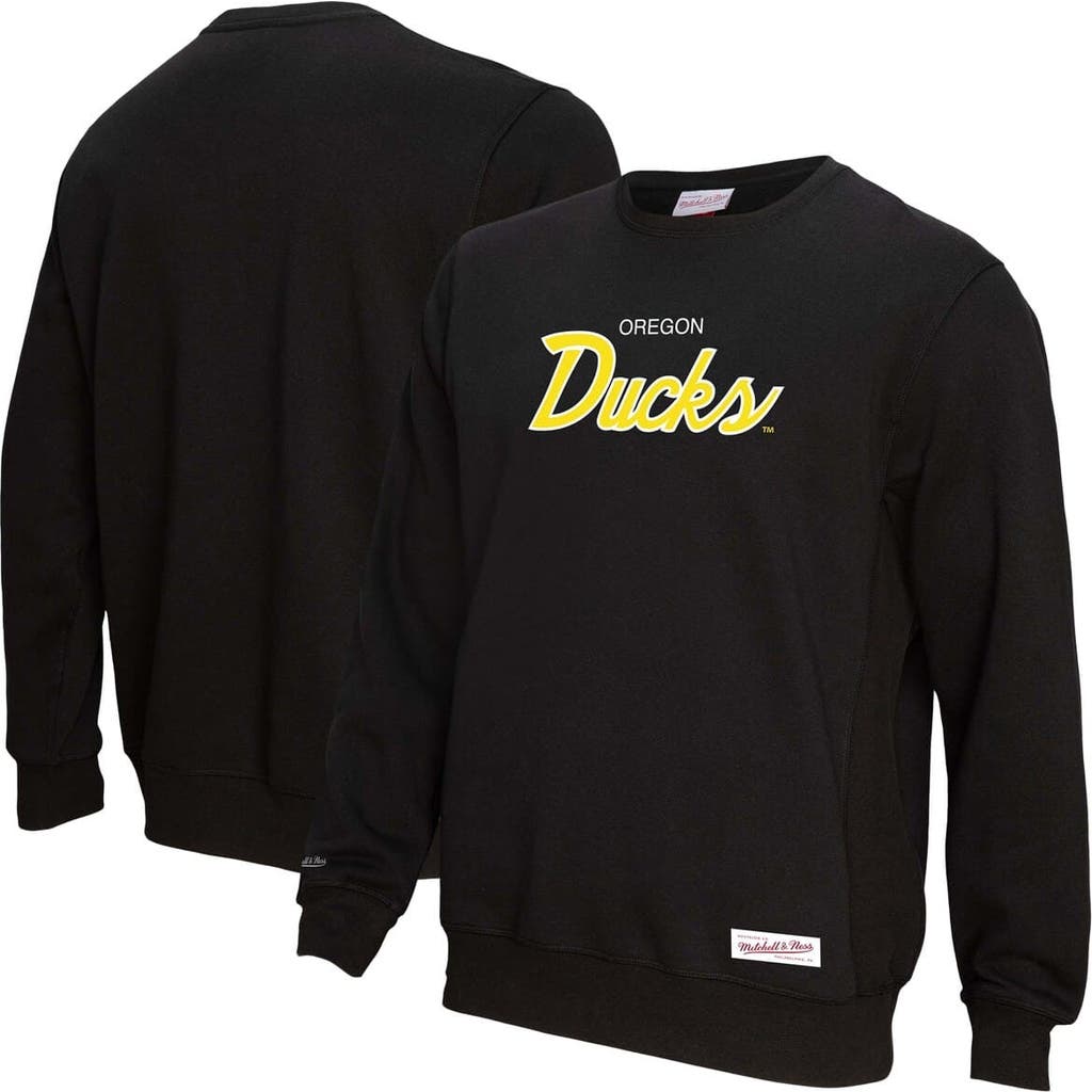 Mitchell & Ness Black Oregon Ducks Elite Script Pullover Sweatshirt