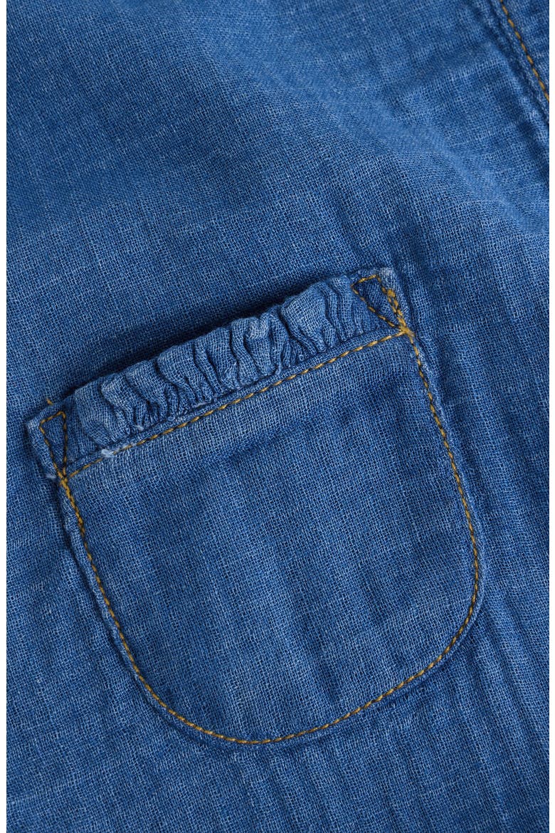 Denim Frill Romper, Alternate, color, BLUE